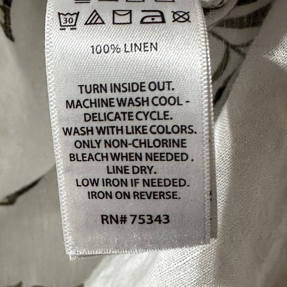 C&C California Women’s 100% Linen Top Size 1X Printed  Short Sleeve Blouse NWT - Picture 5 of 5